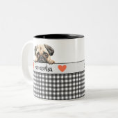 Dog Moeder Waterverf Pug Custom Tweekleurige Koffiemok (Voorkant links)