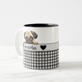 Dog Moeder Waterverf Pug Custom Tweekleurige Koffiemok (Voorkant links)