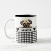 Dog Moeder Waterverf Pug Custom Tweekleurige Koffiemok (Links)