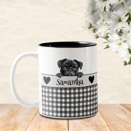 Dog Moeder Waterverf Pug Custom Tweekleurige Koffiemok