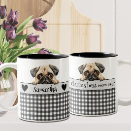 Dog Moeder Waterverf Pug Custom Tweekleurige Koffiemok