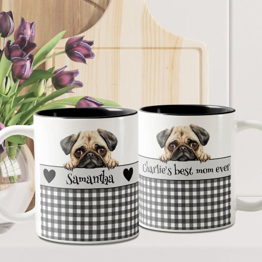 Dog Moeder Waterverf Pug Custom Tweekleurige Koffiemok