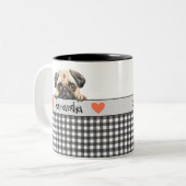 Dog Moeder Waterverf Pug Custom Tweekleurige Koffiemok (Voorkant links)
