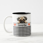 Dog Moeder Waterverf Pug Custom Tweekleurige Koffiemok (Links)
