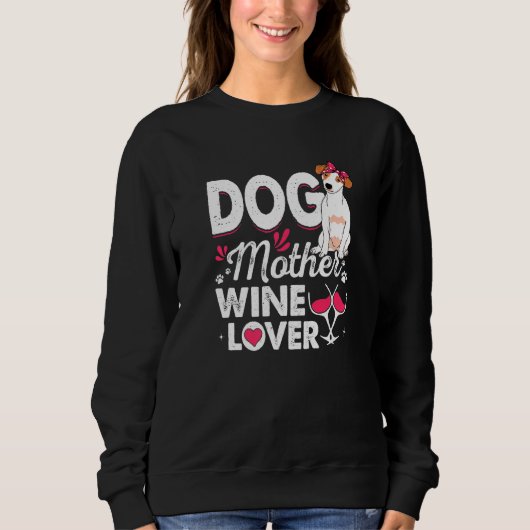 Dog Moeder Wine Jack Russell Terrier Dog Moeder Trui (Voorkant)