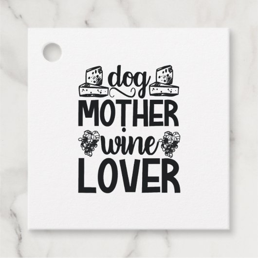 Dog Moeder Wine Lover Bedankjes Labels (Voorkant)