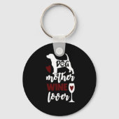 Dog Moeder, Wine Lover Button Sleutelhanger (Voorkant)