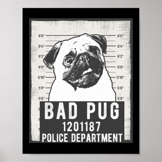 Dog Mok Shot Criminele Pug Poster (Voorkant)