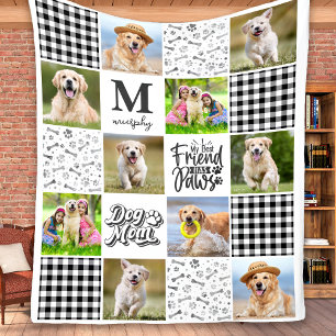 DOG MOM - Aangepaste fotocollage unieke quilt Fleece Deken