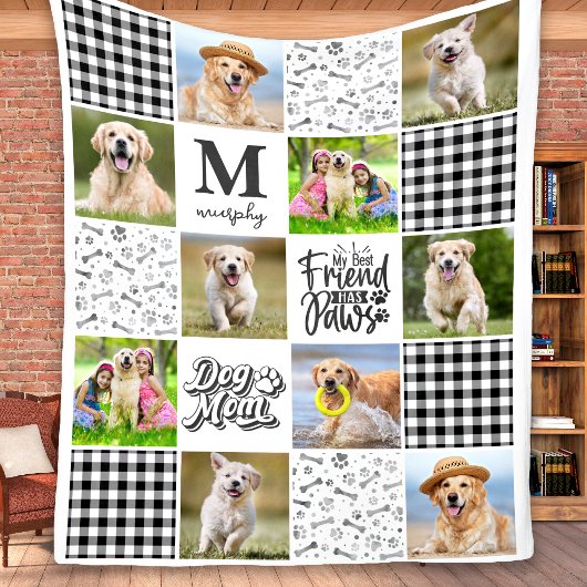DOG MOM - Aangepaste fotocollage unieke quilt Fleece Deken