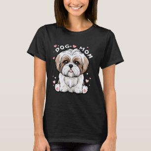 Dog Mom Baby Shih Tzu Puppy en harten omsingeld T-shirt
