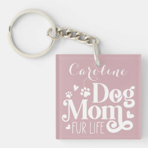 Dog Mom Blush Pink Custom Sleutelhanger