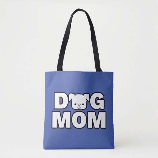 DOG MOM Canvas tas (blauw) (Voorkant)