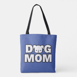 DOG MOM Canvas tas (blauw)