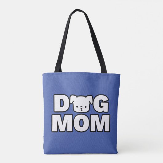 DOG MOM Canvas tas (blauw) (Achterkant)