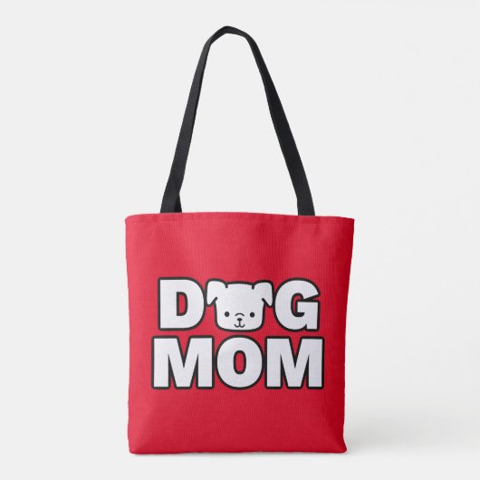 DOG MOM Canvas tas (rood) (Achterkant)