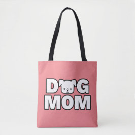 DOG MOM Canvas tas (roze)