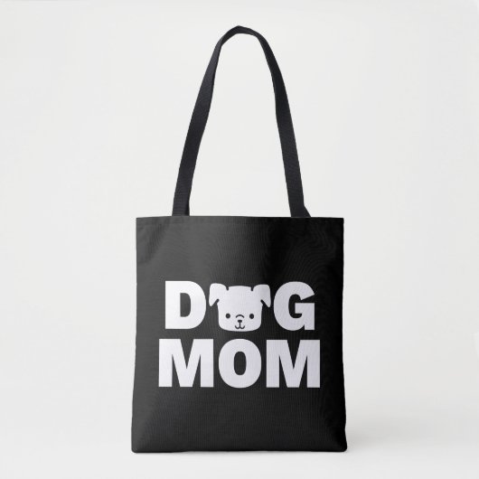 DOG MOM-Canvas tas (zwart) (Voorkant)