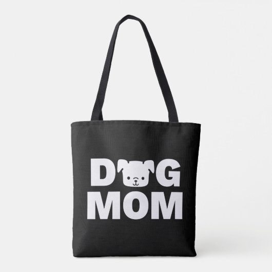 DOG MOM-Canvas tas (zwart) (Achterkant)