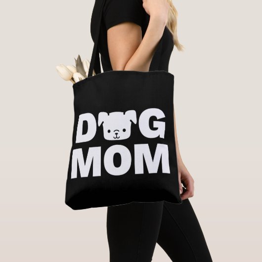 DOG MOM-Canvas tas (zwart) (Dichtbij)