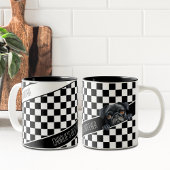 Dog Mom Checkered Waterverf Black Pug Custom Tweekleurige Koffiemok