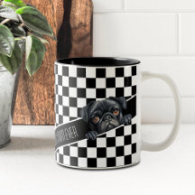 Dog Mom Checkered Waterverf Black Pug Custom