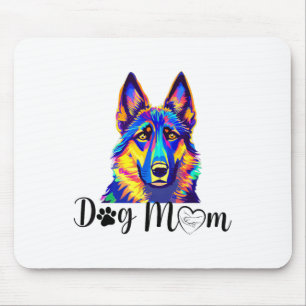 Dog Mom Cool Kleurrijke Duitse Herder Hartpoot Pr Muismat
