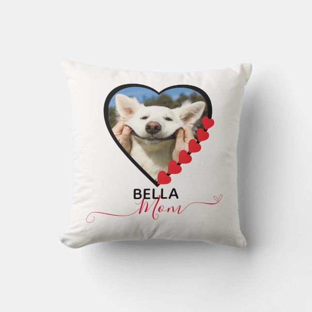 Dog Mom Custom Pet Photo Hondenliefhebber Kussen (Voorkant)