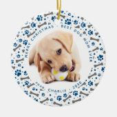 DOG MOM Custom Pet Photo Paw Printers, Kerstmis Keramisch Ornament (Voorkant)