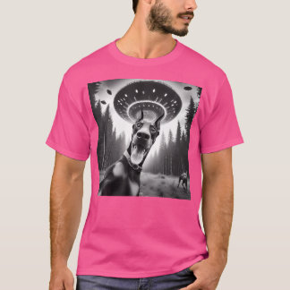 Dog Mom Dad Funny Alien Selfie Doberman Ufo T-shirt