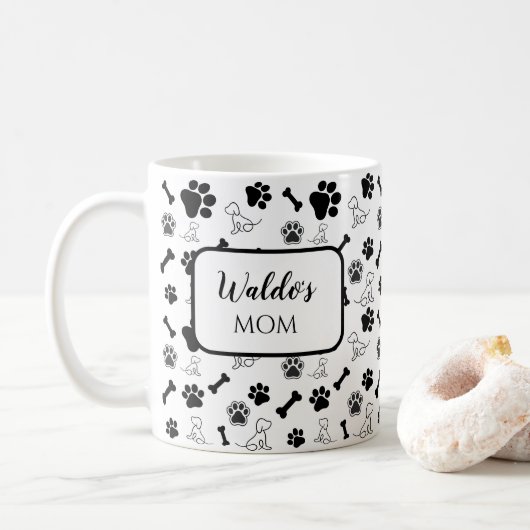 Dog Mom / Dad Koffie Mok Gift Zwart-wit (Met donut)