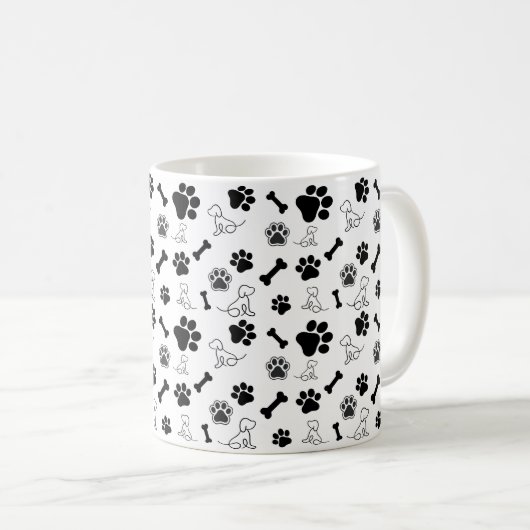 Dog Mom / Dad Koffie Mok Gift Zwart-wit (Voorkant rechts)