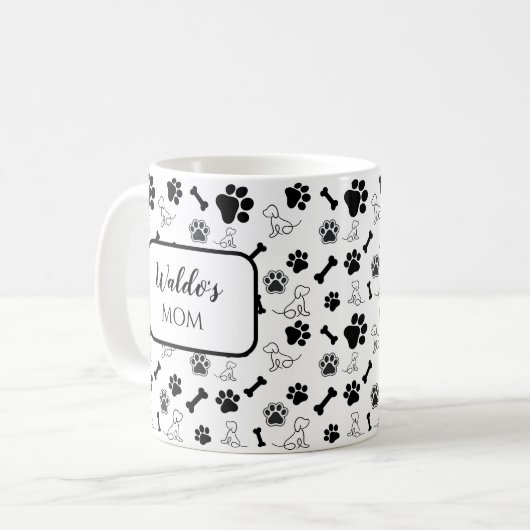Dog Mom / Dad Koffie Mok Gift Zwart-wit (Voorkant links)