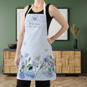 Dog Mom Elegant Floral Blue Personalized Apron Schort