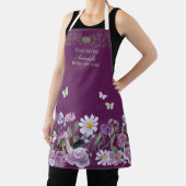 Dog Mom Elegant Floral Purple Personalized Apron Schort (Insitu)