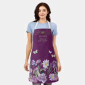Dog Mom Elegant Floral Purple Personalized Apron Schort (Gedragen)