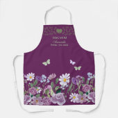 Dog Mom Elegant Floral Purple Personalized Apron Schort (Voorkant)