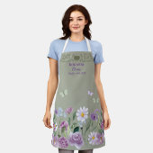 Dog Mom Elegant Floral Sage Personalized Apron Schort (Gedragen)