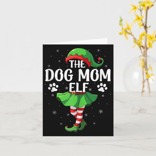 Dog Mom Elf Christmas Girls Women Elf Squad Xmas F Kaart (Gele Bloem)