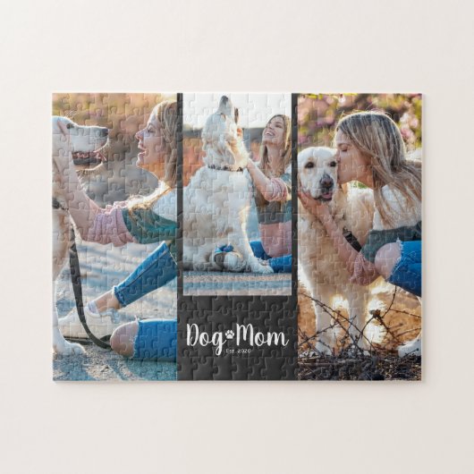 Dog Mom Established Modern Script Black 3 Photo Legpuzzel (Horizontaal)