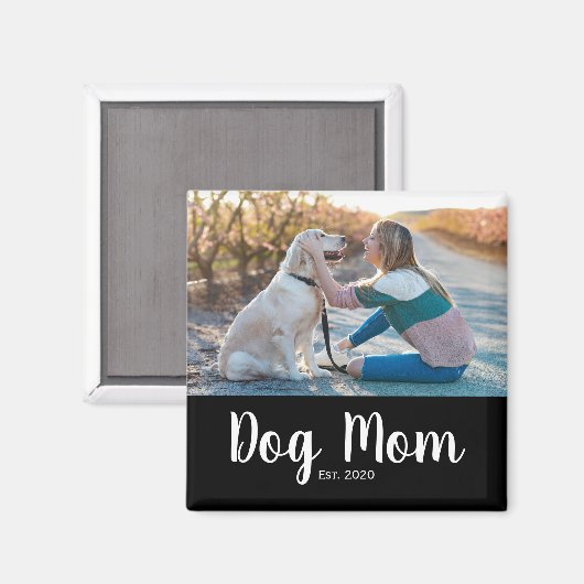 Dog Mom Established Photo Gift Magnet (Voorkant / Achterkant)