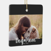 Dog Mom Established Script Photo Keramisch Ornament (Rechts)