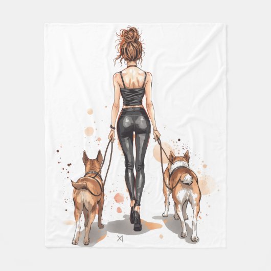 Dog Mom Fleece Blanket | Girl Boss Dog Walker (Voorkant)