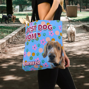 Dog Mom Gift, Gepersonaliseerde Pet Foto Verjaarda Tote Bag