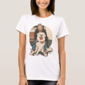Dog Mom Hugging Fluffy Puppy Cute Pet Moment T-shirt (Voorkant)