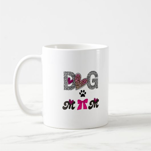 Dog Mom Leopard Heart Mug -Mom Lover Gift Koffiemok (Links)