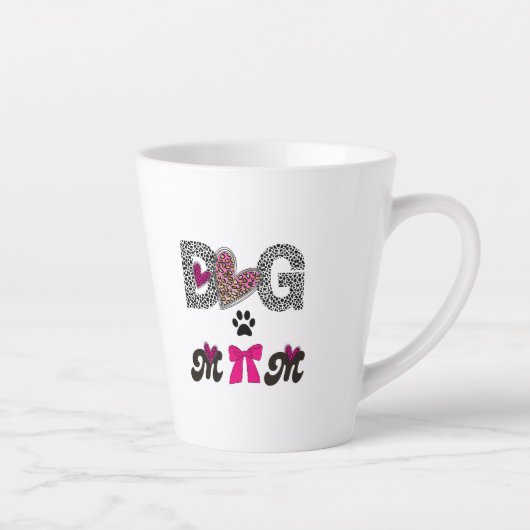 Dog Mom Leopard Heart Mug -Mom Lover Gift  Latte Mok (Rechts)