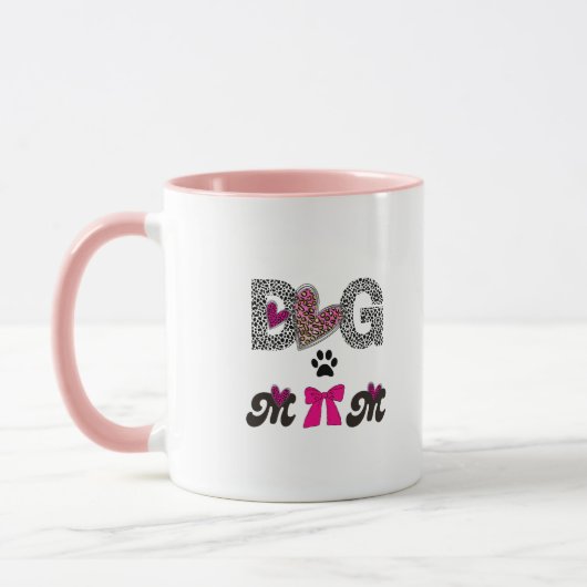 Dog Mom Leopard Heart Mug -Mom Lover Gift  Mok (Links)