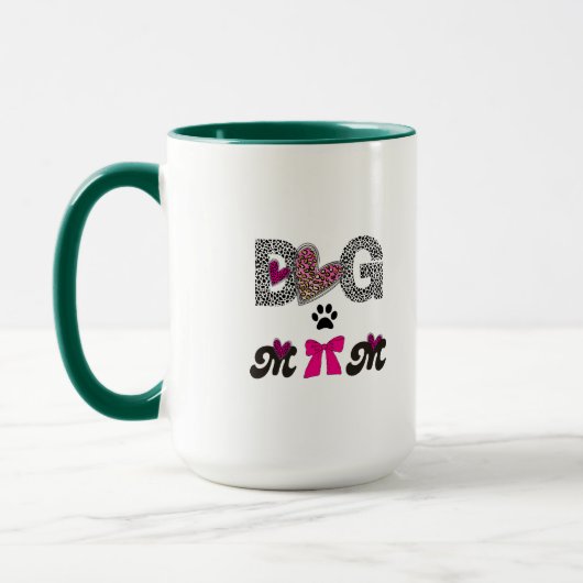 Dog Mom Leopard Heart Mug -Mom Lover Gift  Mok (Links)