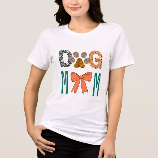 Dog Mom Leopard Paw Print/ Cute Dog Lover Apparel  Tri-Blend Shirt (Voorkant)